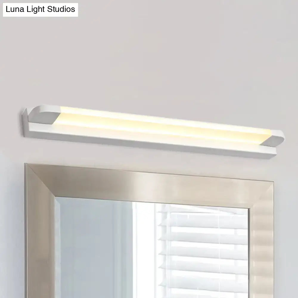 Modern slim LED bathroom vanity light by Decorbites white with ends, warm white glow on Tampa Home & Garden Store