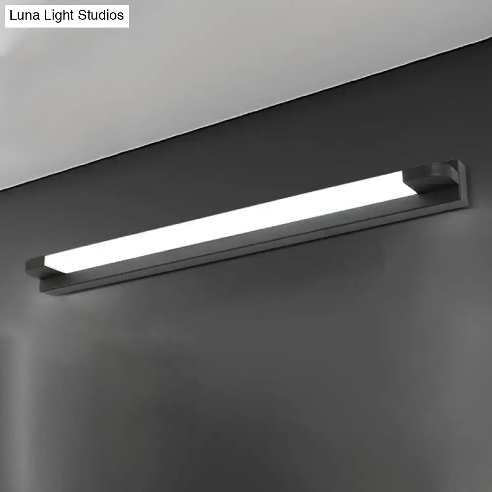 Modern slim LED bathroom vanity light in black and white with warm white glow by Decorbites on Tampa Home & Garden Store