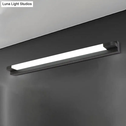 Modern slim LED bathroom vanity light in black and white with warm white glow by Decorbites on Tampa Home & Garden Store