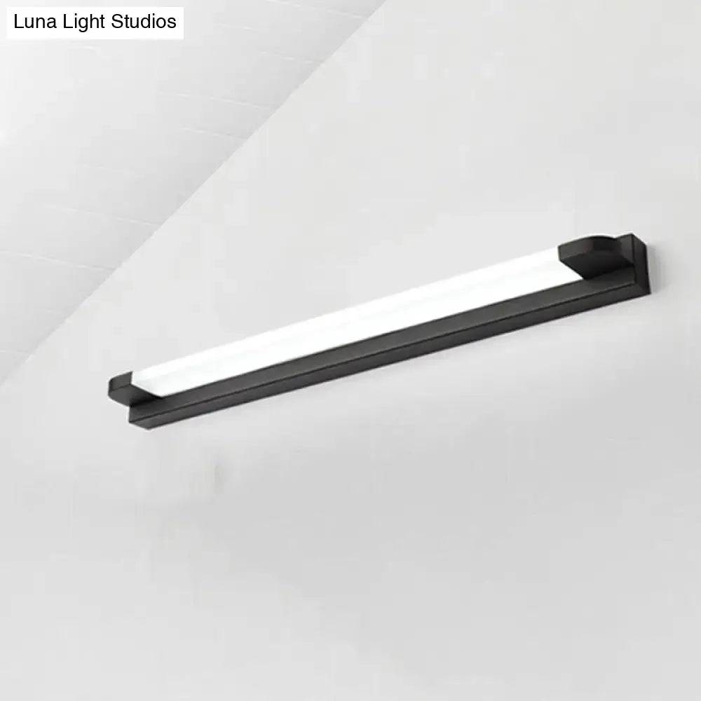 Modern slim LED vanity light with black housing and white warm-white LED strip, wall-mounted on Tampa Home & Garden Store
