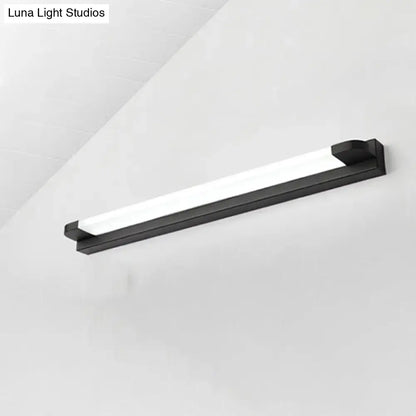Modern slim LED vanity light with black housing and white warm-white LED strip, wall-mounted on Tampa Home & Garden Store