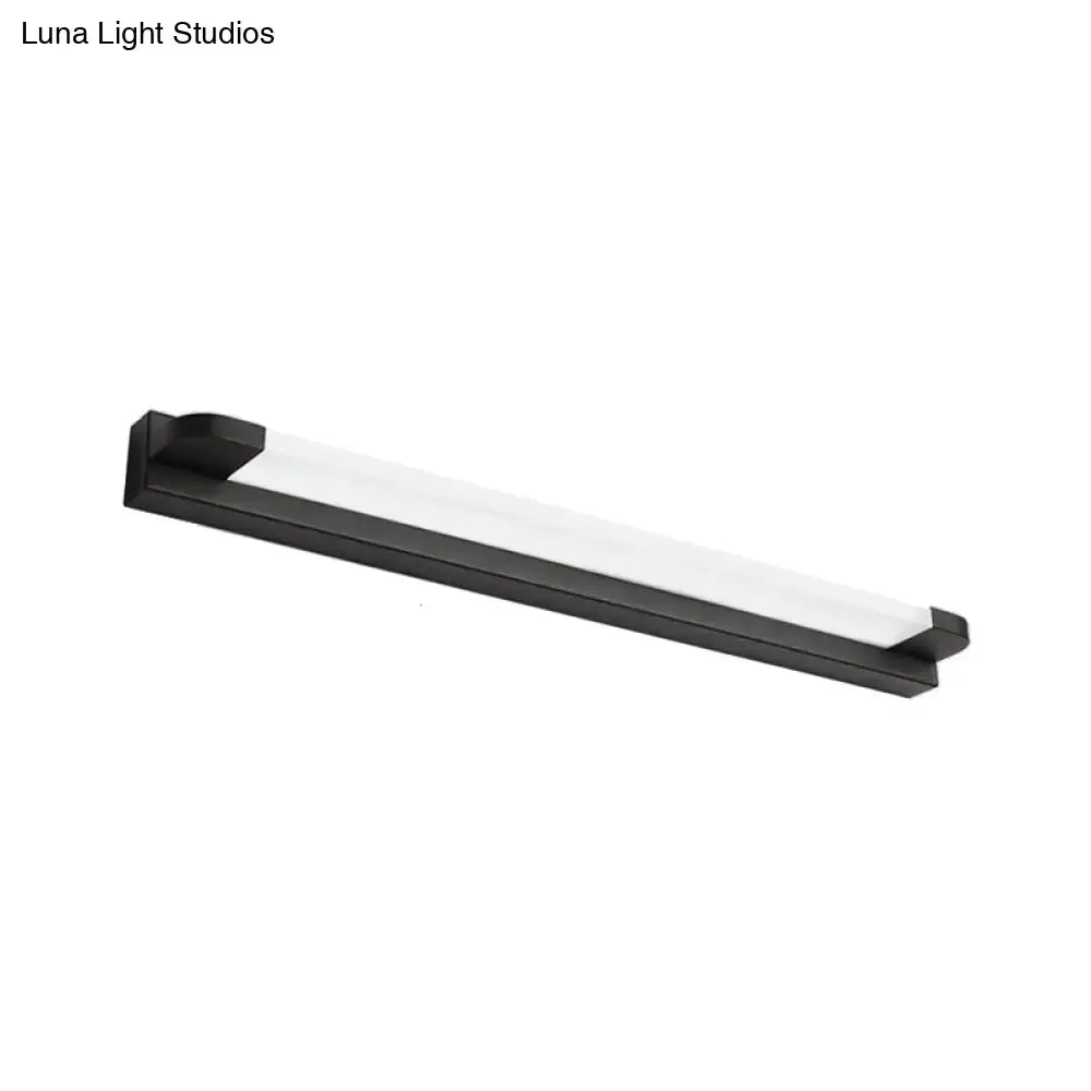 Modern slim LED bathroom vanity light, black frame with white diffuser, warm Decorbites on Tampa Home & Garden Store