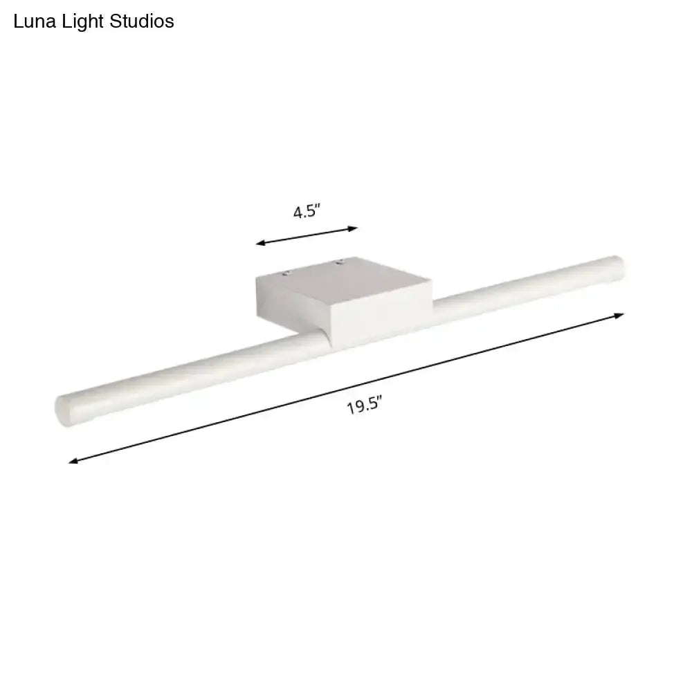 Modern slim white LED bathroom sconce light fixture, 19.5in bar, 4.5in mount block Decorbites on Tampa Home & Garden Store