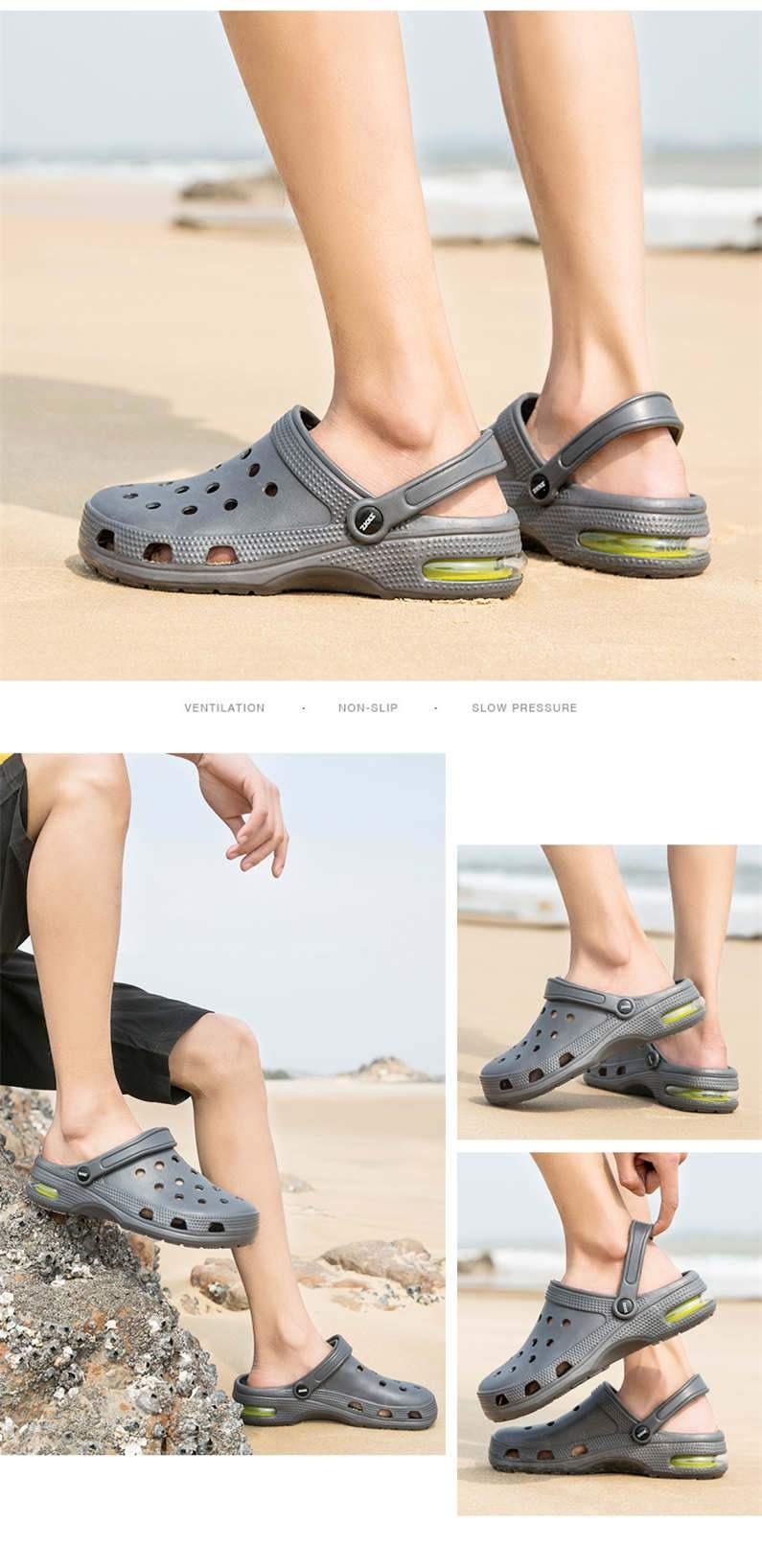 Garden clogs Stevvex grey with ventilation holes and adjustable heel strap on Tampa Home & Garden Store