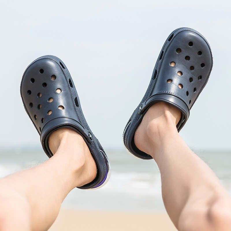 Stevvex navy perforated slip-on clogs for outdoor garden use unisex on Tampa Home & Garden Store