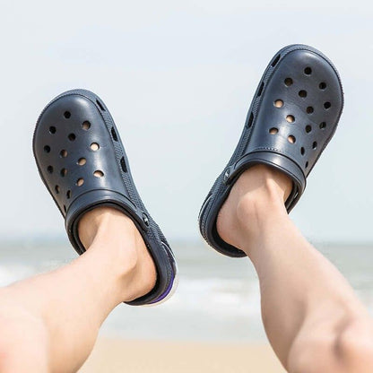 Stevvex navy perforated slip-on clogs for outdoor garden use unisex on Tampa Home & Garden Store