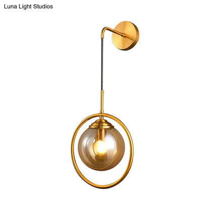 Gray Glass Globe Sconce by Decorbites with gold ring wall light fixture on Tampa Home & Garden Store