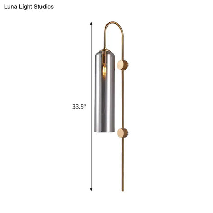 Gray glass cylindrical sconce with brass mount by Decorbites, 33.5 in tall on Tampa Home & Garden Store
