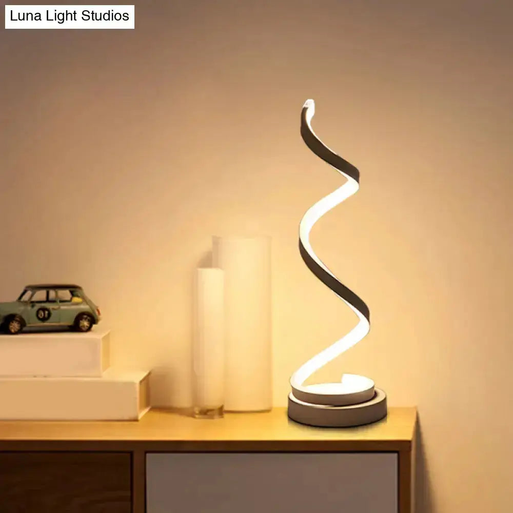Modern Spiral LED Table Lamp in Black White Gold
