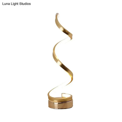 Modern Spiral LED Table Lamp in Black White Gold