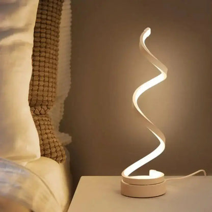 Modern Spiral LED Table Lamp in Black White Gold