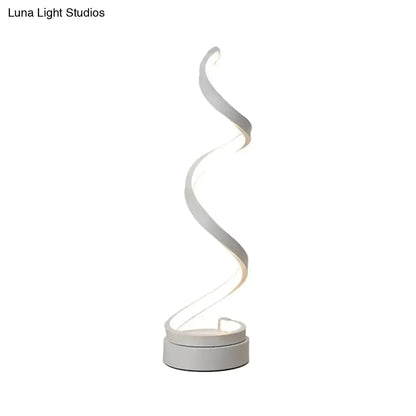 Modern Spiral LED Table Lamp in Black White Gold