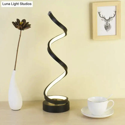 Modern Spiral LED Table Lamp in Black White Gold