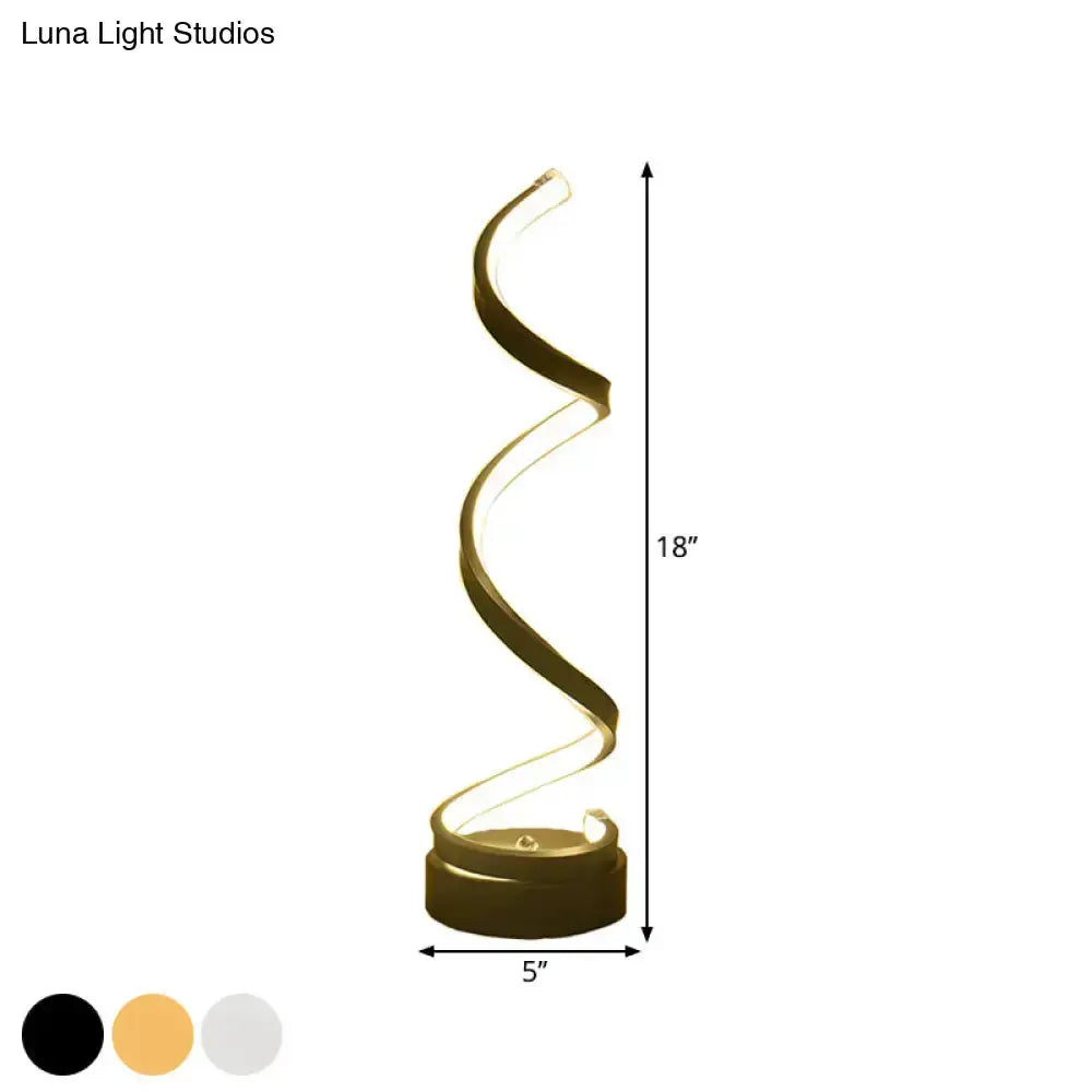 Modern Spiral LED Table Lamp in Black White Gold