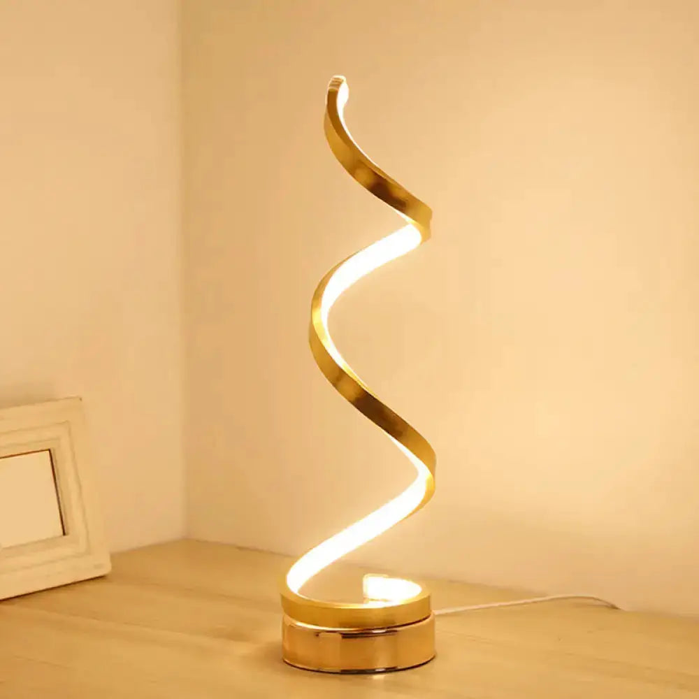 Modern Spiral LED Table Lamp in Black White Gold