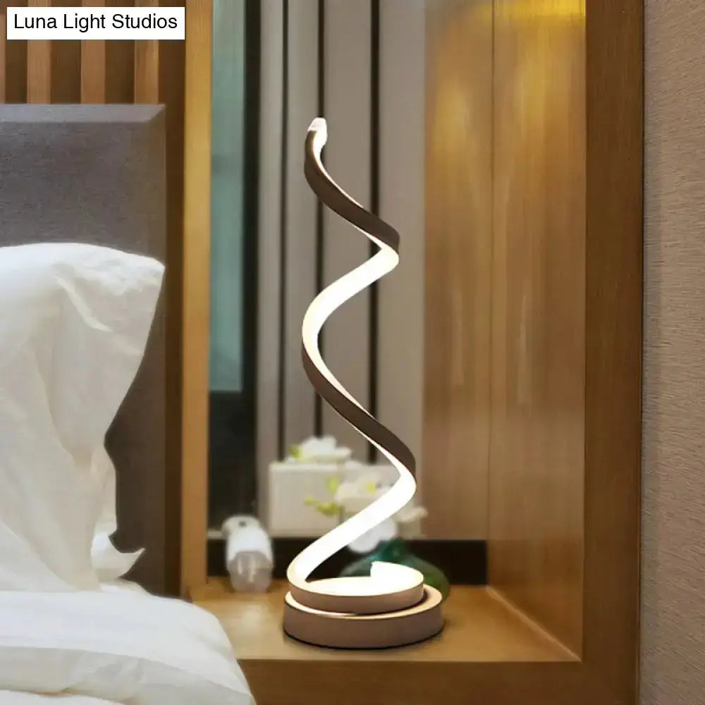 Modern Spiral LED Table Lamp in Black White Gold