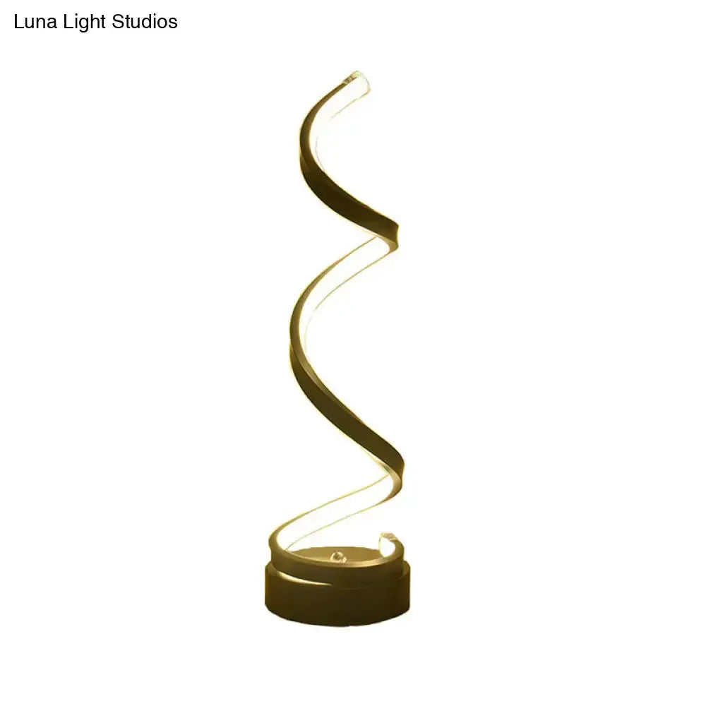 Modern Spiral LED Table Lamp in Black White Gold