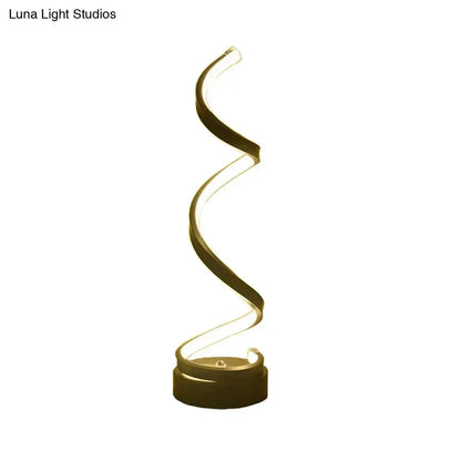 Modern Spiral LED Table Lamp in Black White Gold