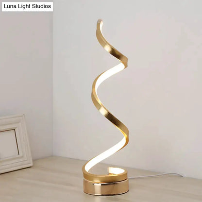 Modern Spiral LED Table Lamp in Black White Gold