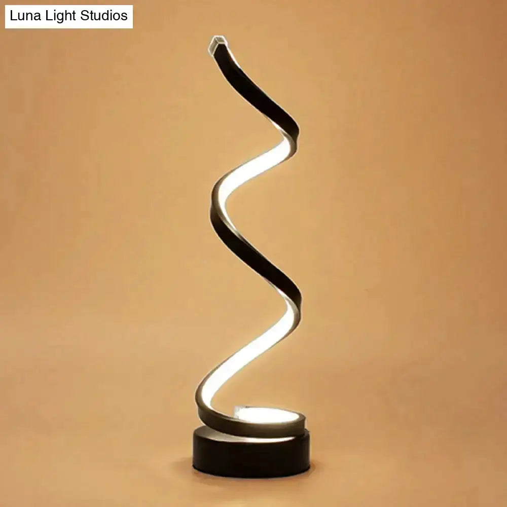 Modern Spiral LED Table Lamp in Black White Gold