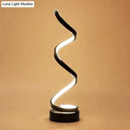 Modern Spiral LED Table Lamp in Black White Gold