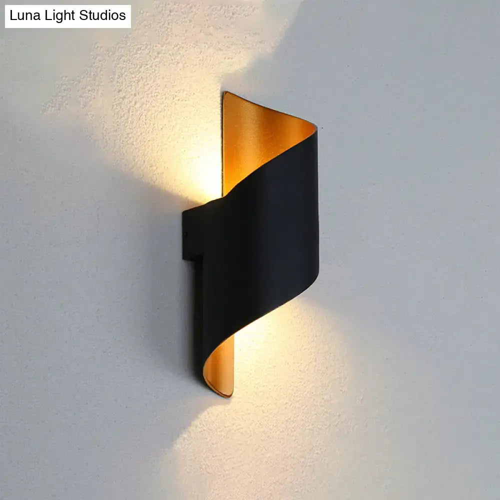 White Gold Spiral Sconce, black exterior with gold interior, wall-mounted sconce light on Tampa Home & Garden Store