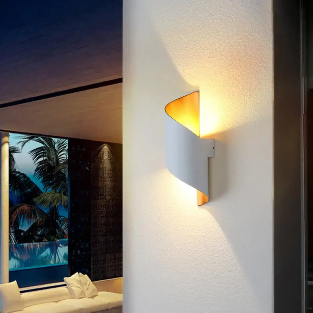 White Gold Spiral Sconce by Decorbites, wall light with gold interior on Tampa Home & Garden Store