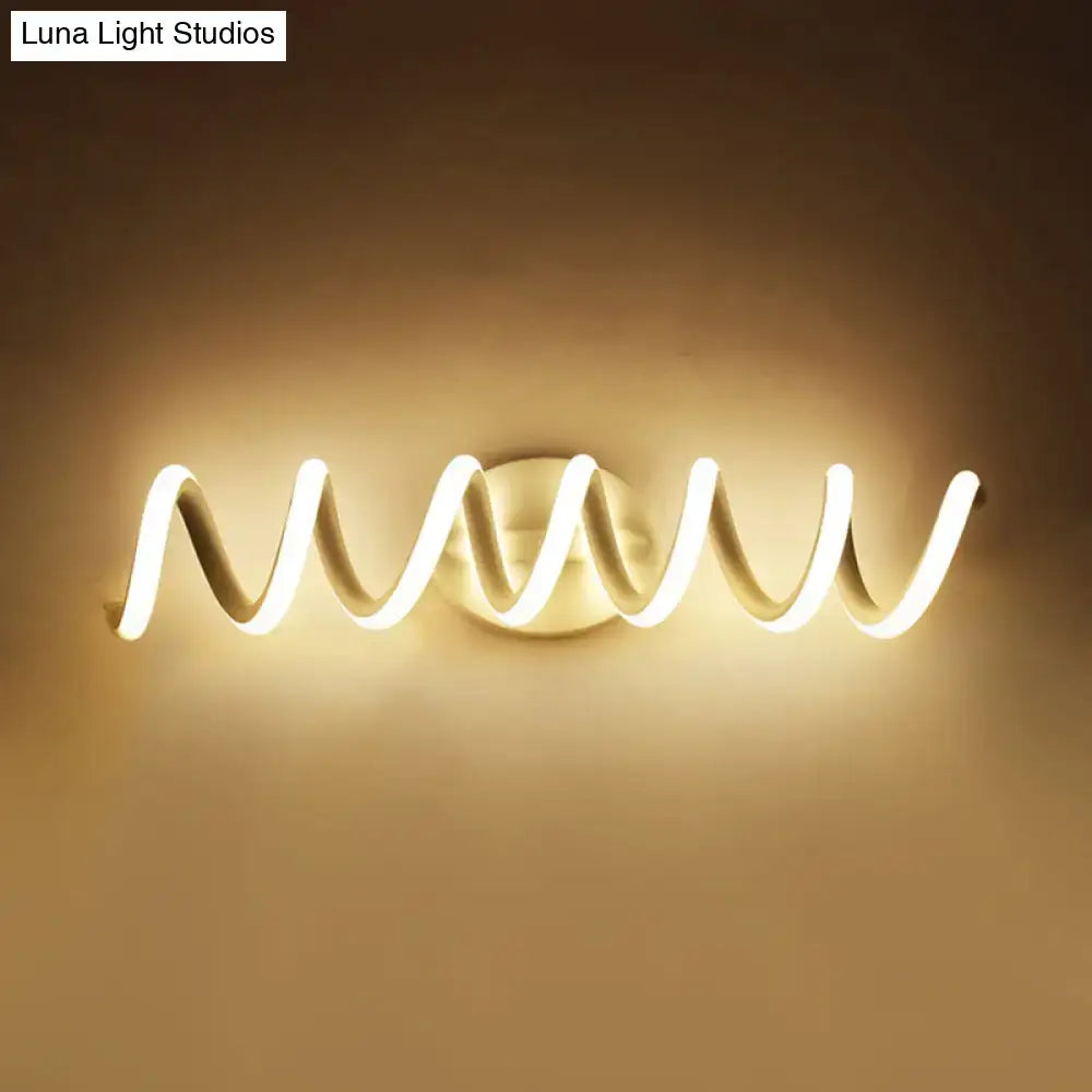 Decorbites modern spiral white wall light sconce for bathroom with natural warm LED glow on Tampa Home & Garden Store