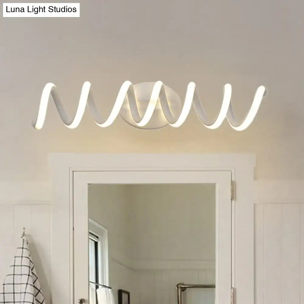 Decorbites modern spiral white LED bathroom wall sconce natural warm glow on Tampa Home & Garden Store