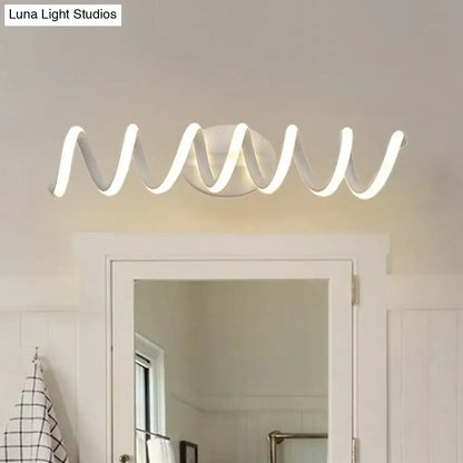 Decorbites modern spiral white LED bathroom wall sconce natural warm glow on Tampa Home & Garden Store