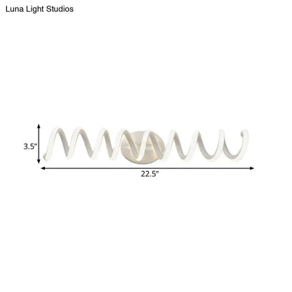 Modern spiral white wall light sconce, natural warm LED, 22.5in long, 3.5in high on Tampa Home & Garden Store