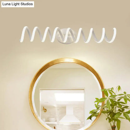 Modern spiral white wall light sconce for bathroom with warm LED Decorbites on Tampa Home & Garden Store