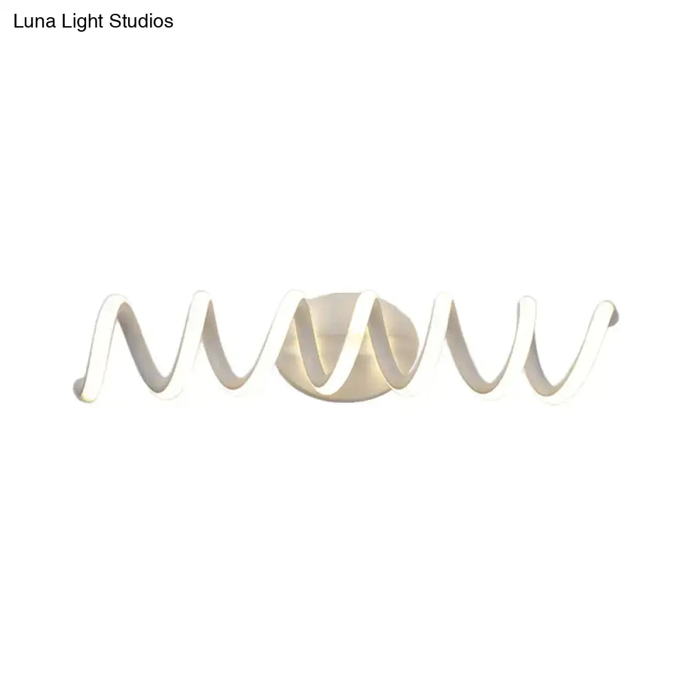 Decorbites modern spiral white wall light sconce with warm LED for bathroom on Tampa Home & Garden Store