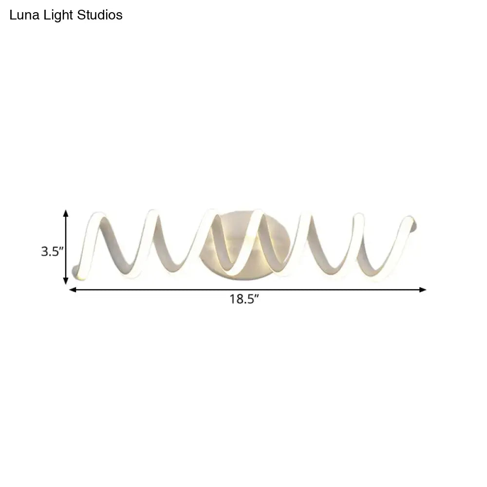 Decorbites spiral white natural-warm LED bathroom wall light sconce, 18.5 in long, 3.5 in tall on Tampa Home & Garden Store