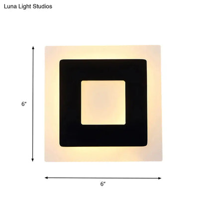 Black acrylic square-shape wall sconce with inner cutout and warm glow by Decorbites 6x6 in on Tampa Home & Garden Store
