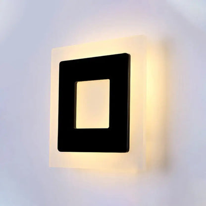Black acrylic square-shape wall sconce with inner square cutout by Decorbites on Tampa Home & Garden Store