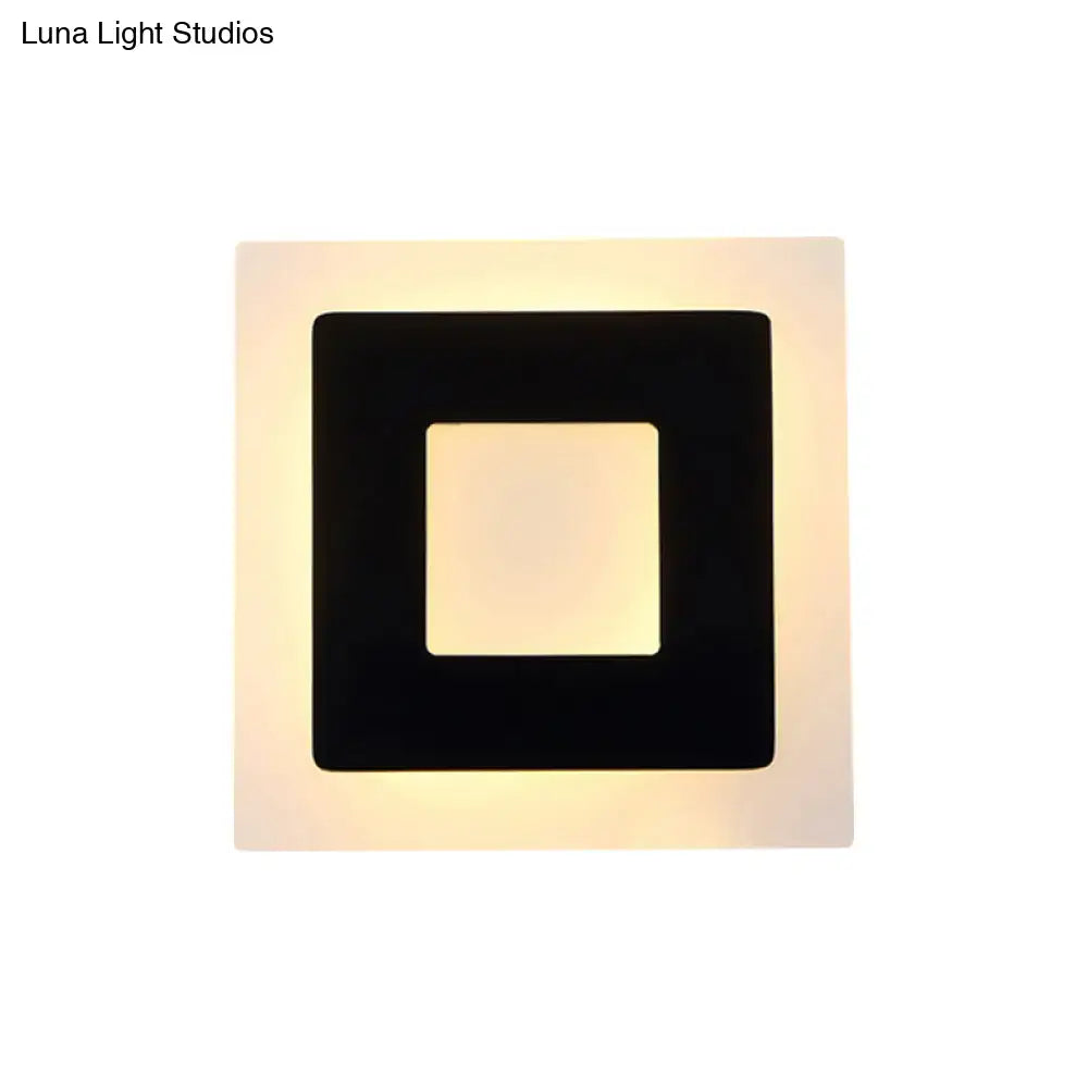 Black acrylic square-shape wall sconce by Decorbites with inner square cutout on Tampa Home & Garden Store