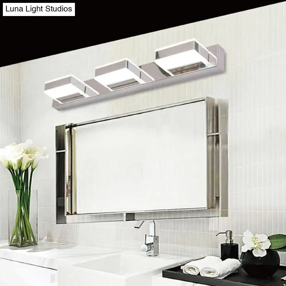 Chrome LED Vanity Sconce with three square LED heads Decorbites on Tampa Home & Garden Store