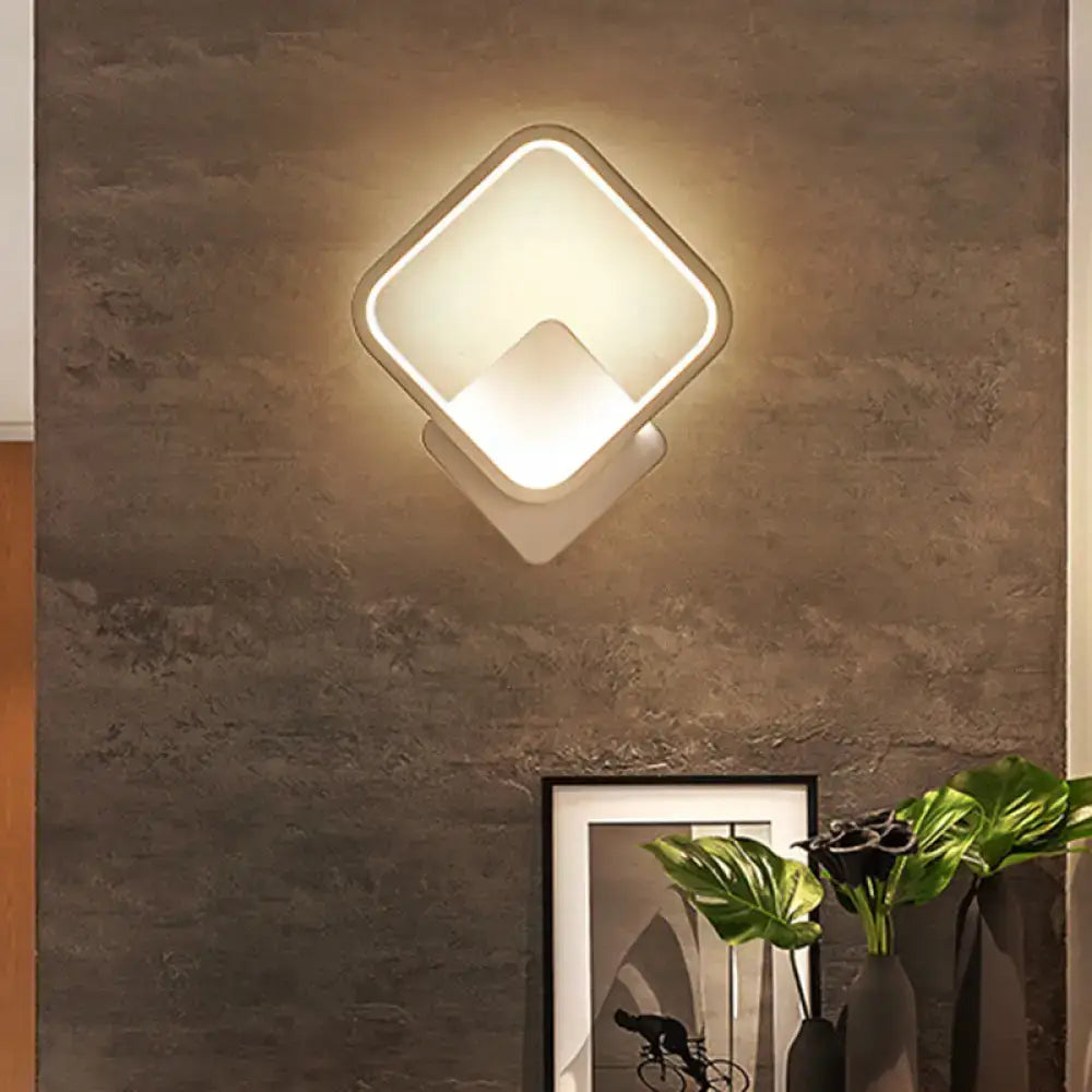 White square wall sconce by Decorbites with dual diamond frame on textured gray wall on Tampa Home & Garden Store