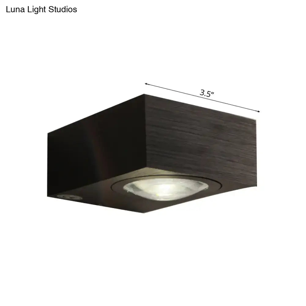 Black Silver LED Wall Sconce Decorbites wood cube mount 3.5 in Tampa Home & Garden Store on Tampa Home & Garden Store