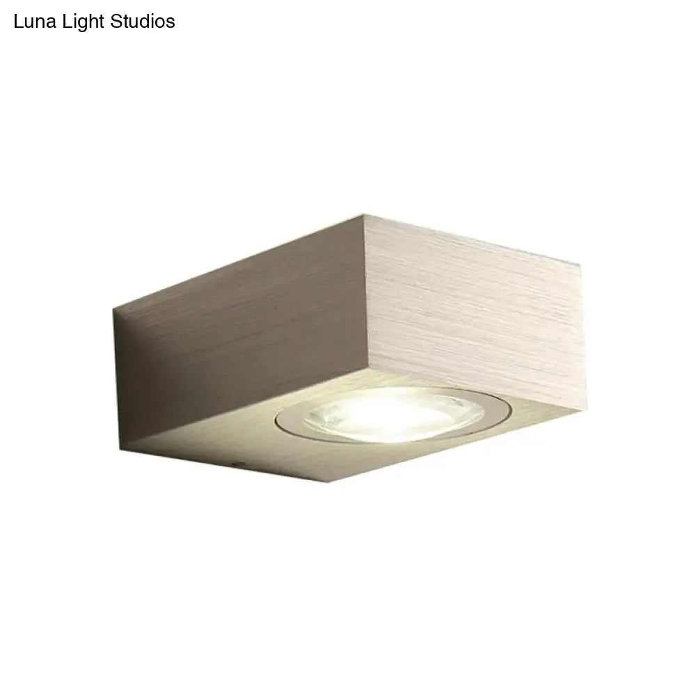 Black Silver LED Wall Sconce by Decorbites, wood-finish rectangular cube with recessed LED light on Tampa Home & Garden Store