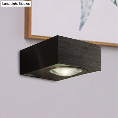 Black Silver LED Wall Sconce cube with black wood finish and recessed light Decorbites on Tampa Home & Garden Store