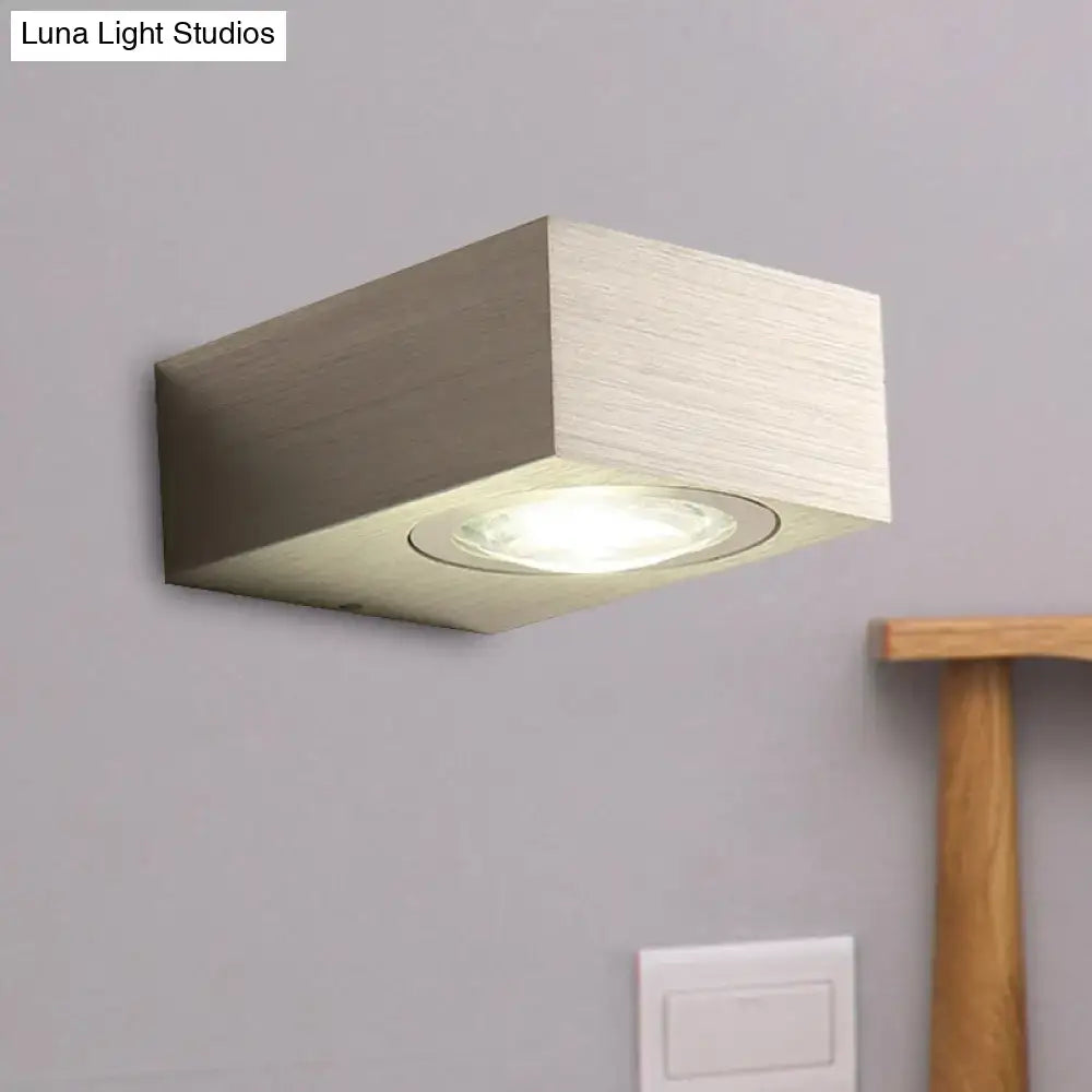 Decorbites Black Silver LED wall sconce, rectangular brushed metal block with LED light on Tampa Home & Garden Store