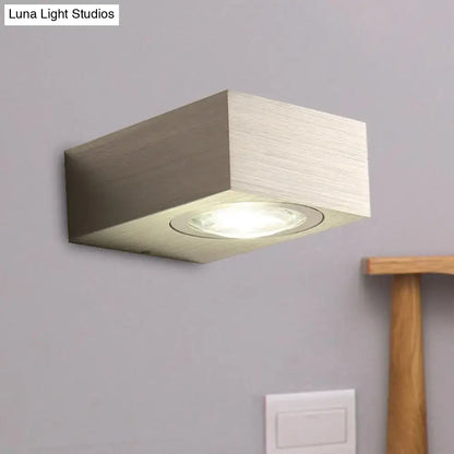 Decorbites Black Silver LED wall sconce, rectangular brushed metal block with LED light on Tampa Home & Garden Store