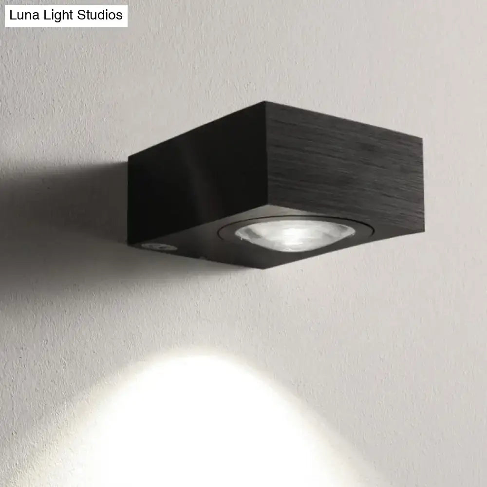 Black Silver LED Wall Sconce black cube metal wall light with recessed LED by Decorbites on Tampa Home & Garden Store