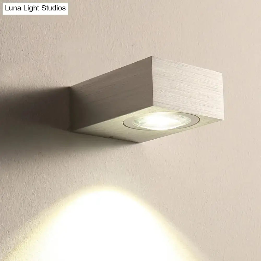 Black Silver LED Wall Sconce with brushed metal block by Decorbites on Tampa Home & Garden Store