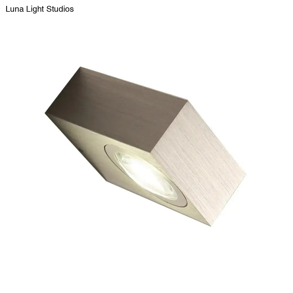Black Silver LED Wall Sconce by Decorbites with brushed metal cube design on Tampa Home & Garden Store