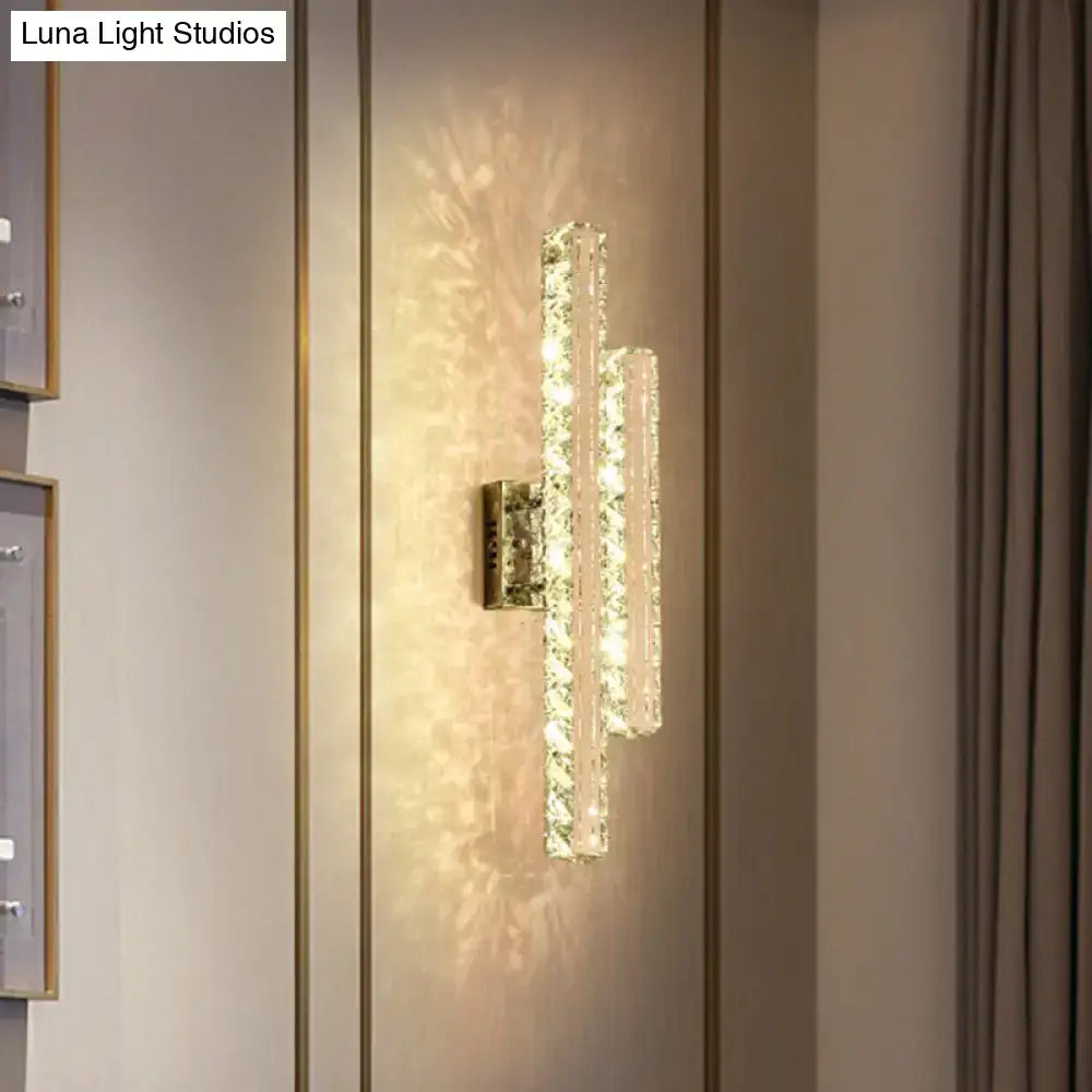 Crystal LED wall light with three crystal bars and gold finish wall sconce by Decorbites on Tampa Home & Garden Store