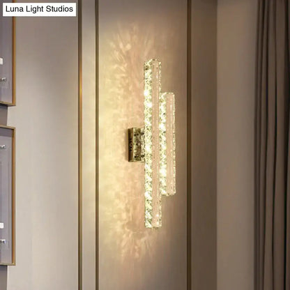 Crystal LED wall light with three crystal bars and gold finish wall sconce by Decorbites on Tampa Home & Garden Store