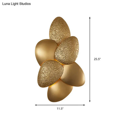 Gold Squama Wall Sconce with textured and smooth gold petals by Decorbites on Tampa Home & Garden Store